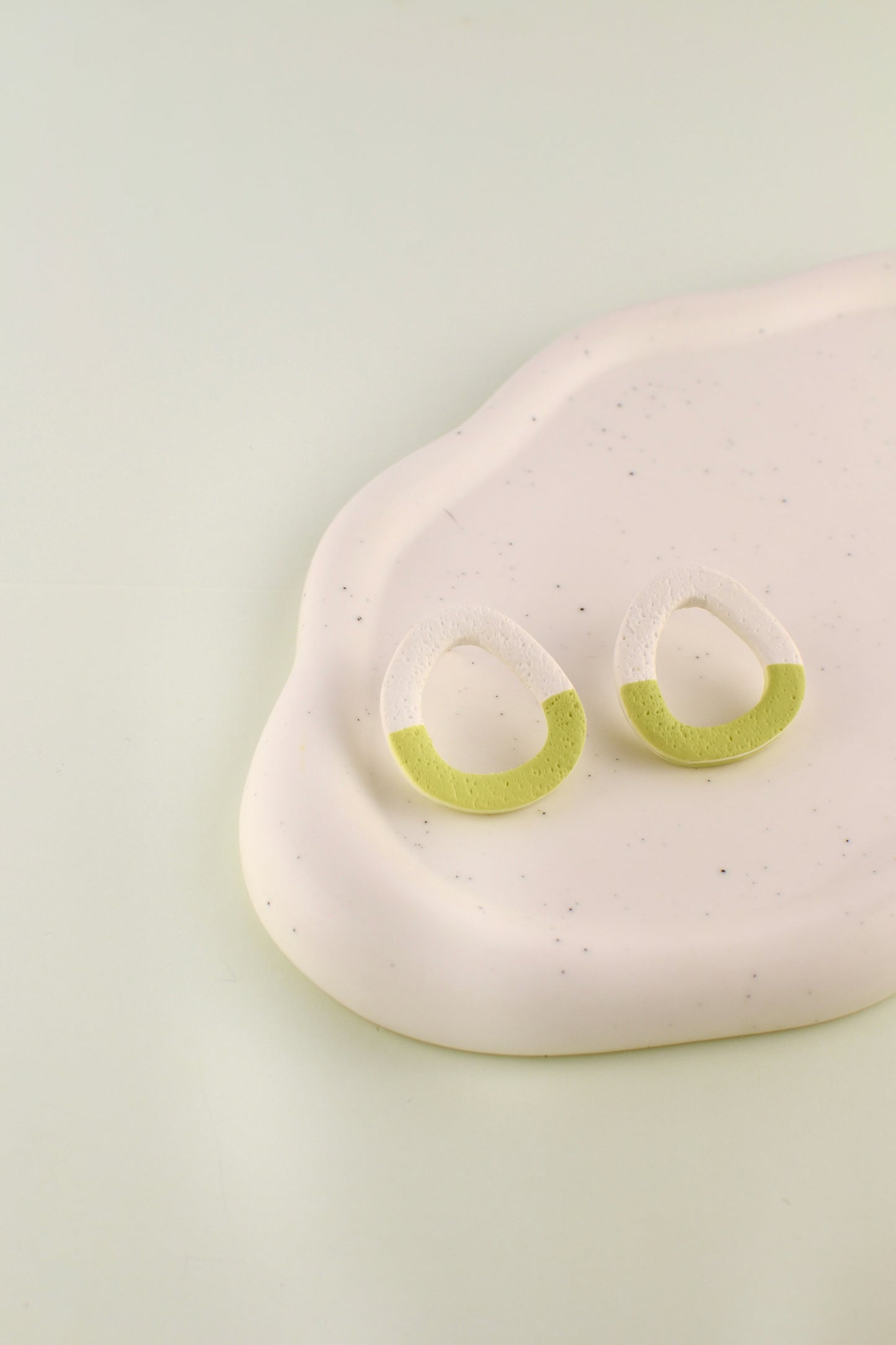 Big Textured Clay Studs | Green & White