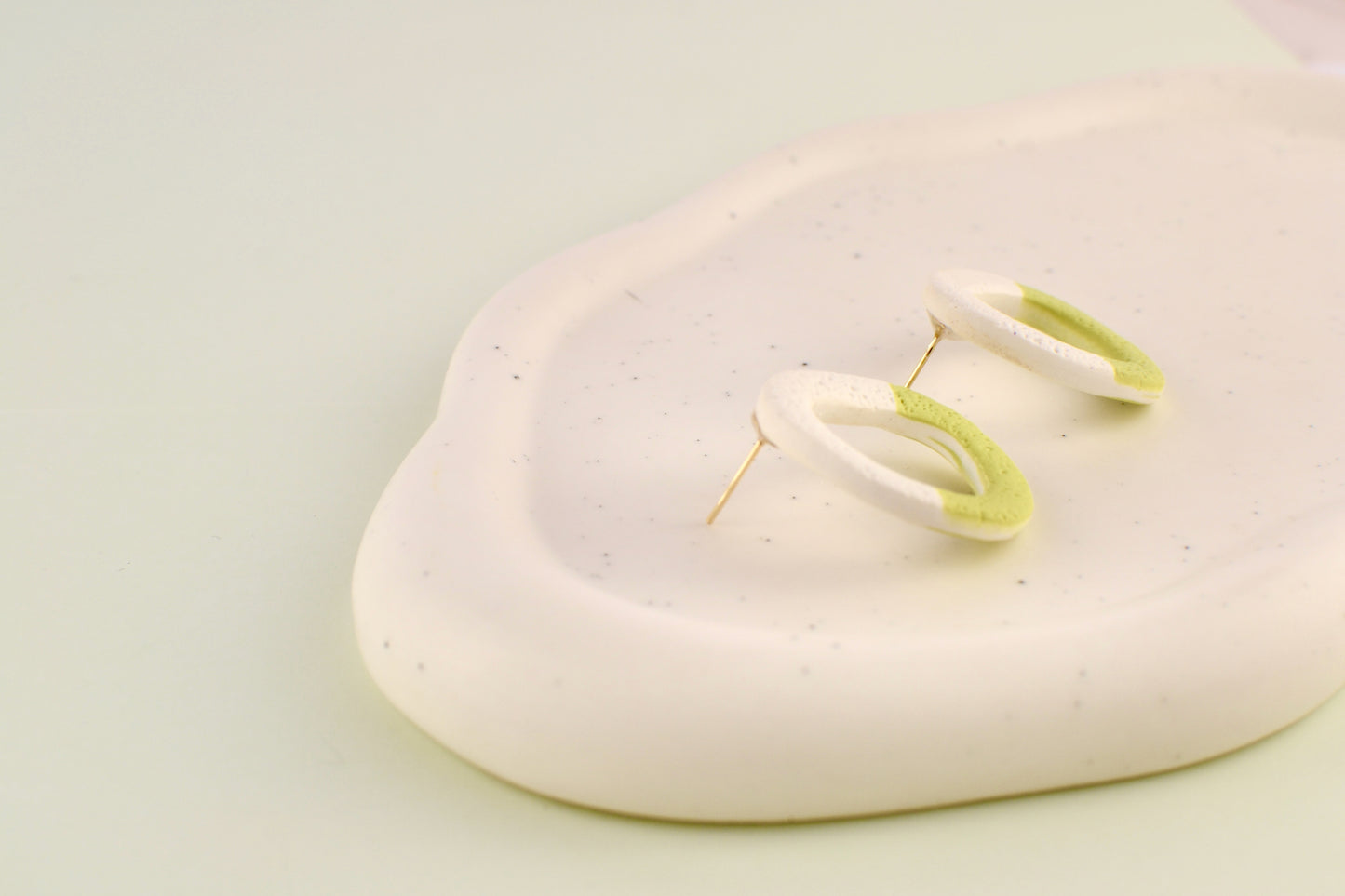 Big Textured Clay Studs | Green & White