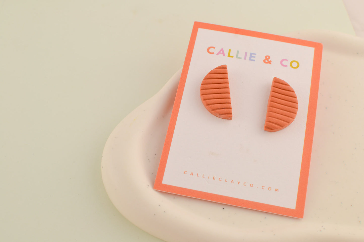 Textured Crescent Studs | Terracotta