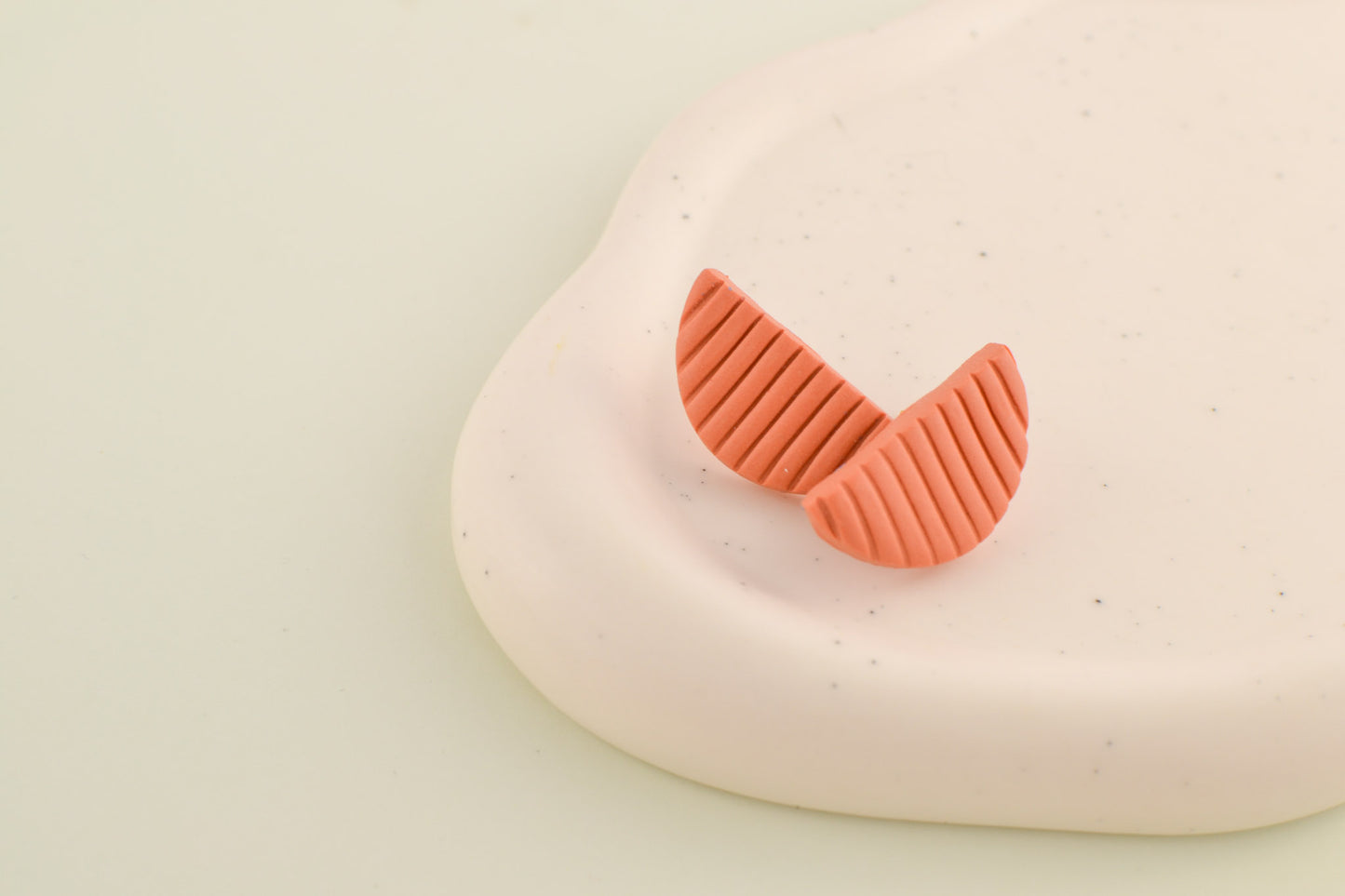 Textured Crescent Studs | Terracotta