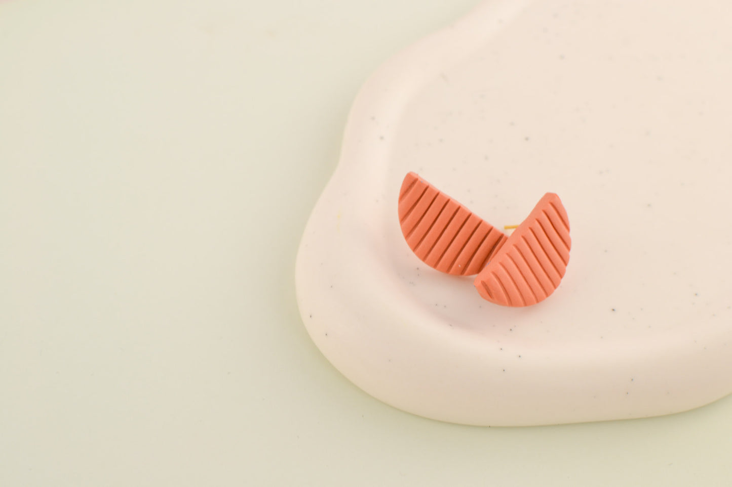 Textured Crescent Studs | Terracotta