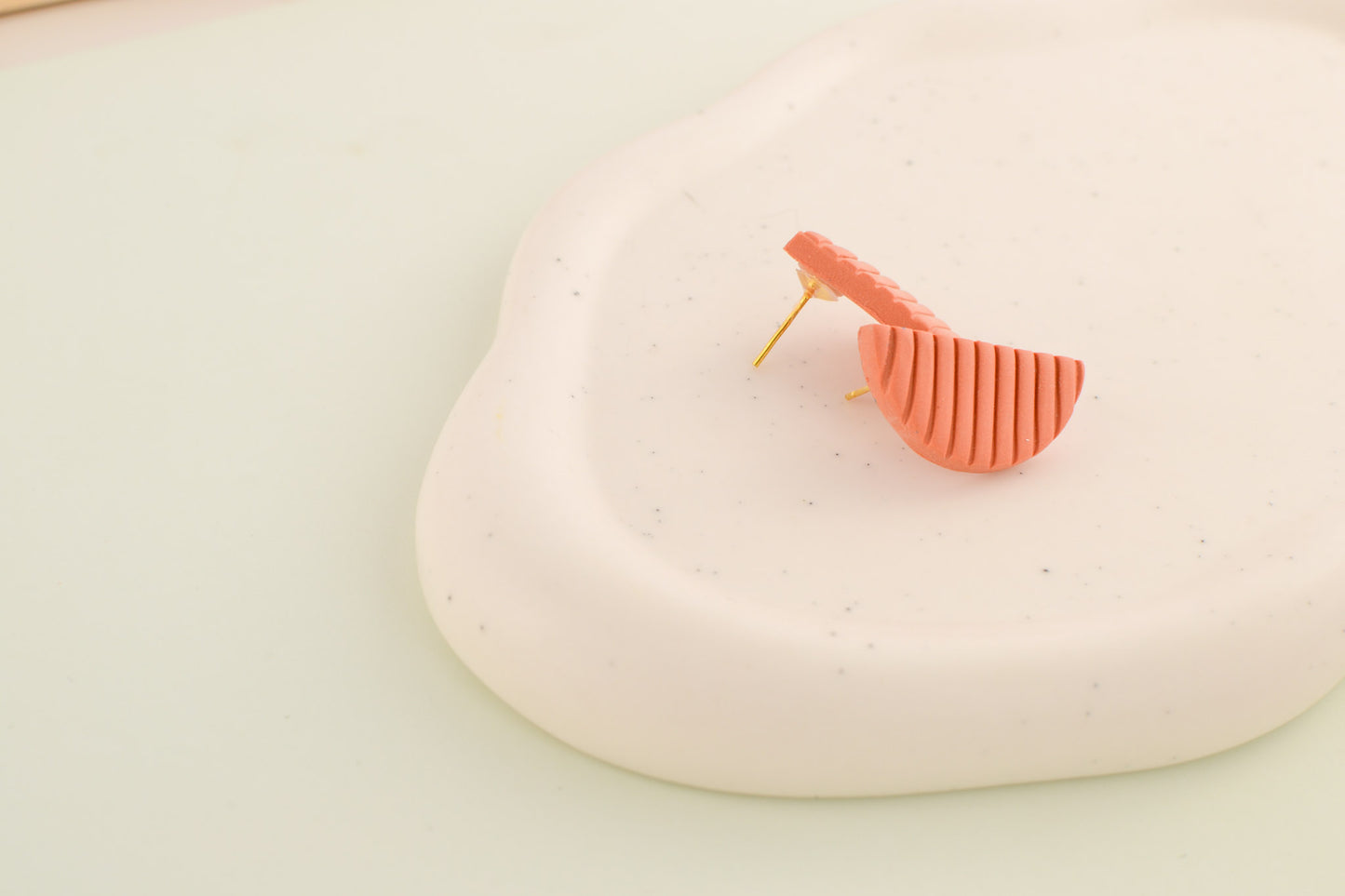 Textured Crescent Studs | Terracotta