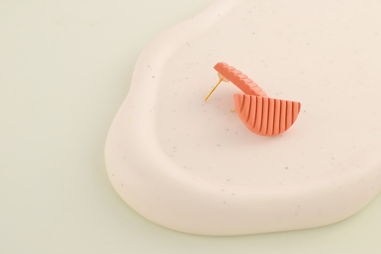 Textured Crescent Studs | Terracotta