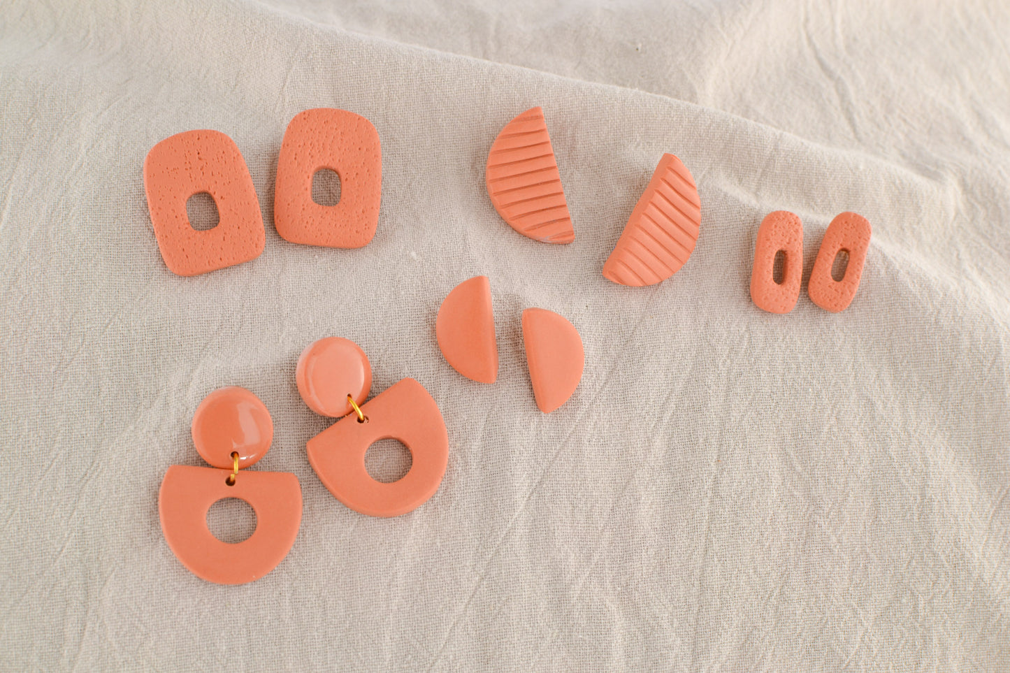 Textured Crescent Studs | Terracotta