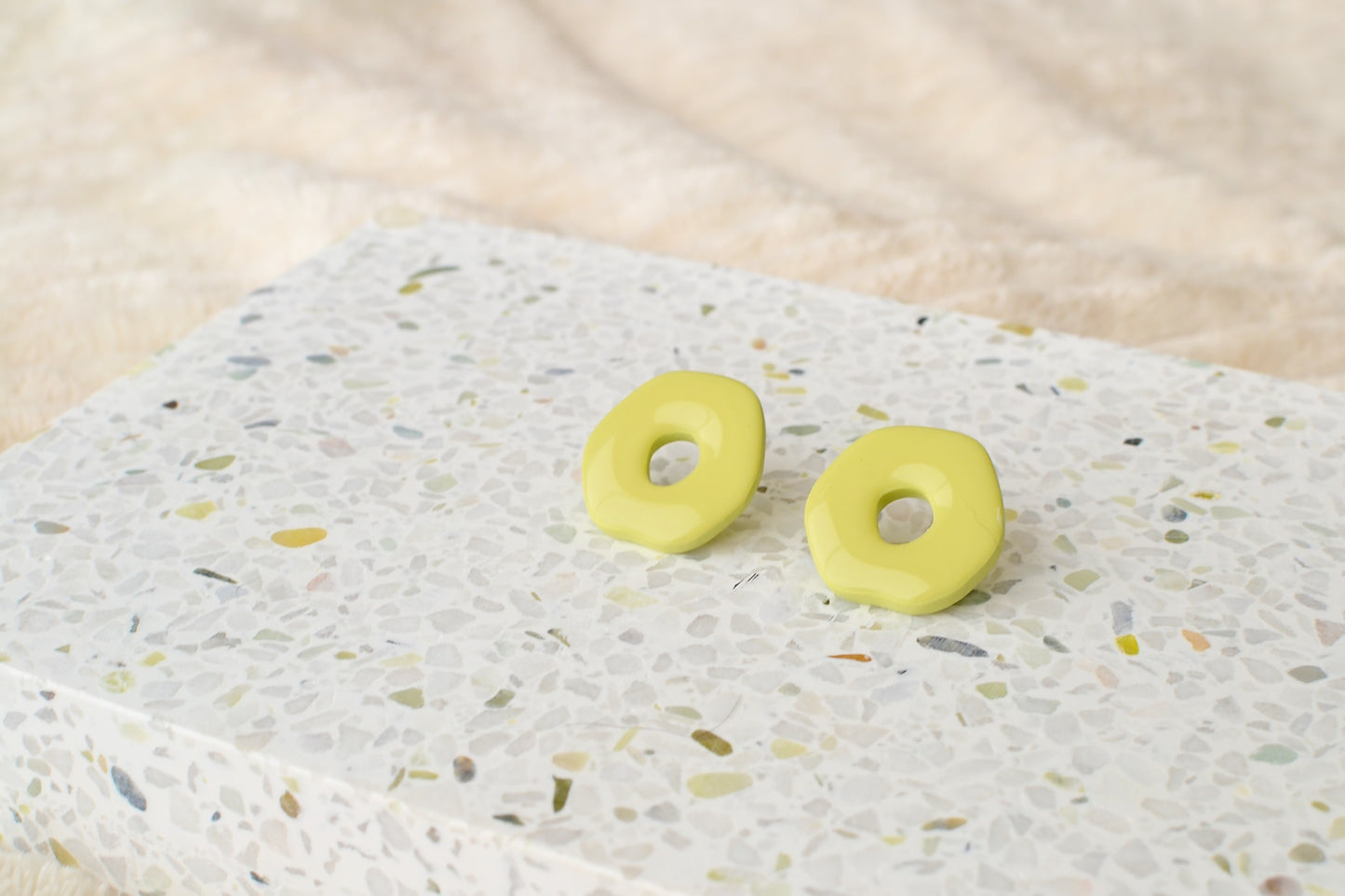 Big Abstract Clay Studs | Bright ass green