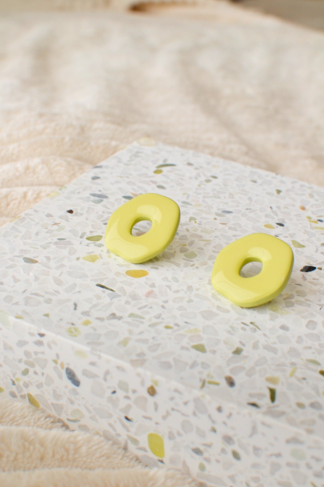 Big Abstract Clay Studs | Bright ass green