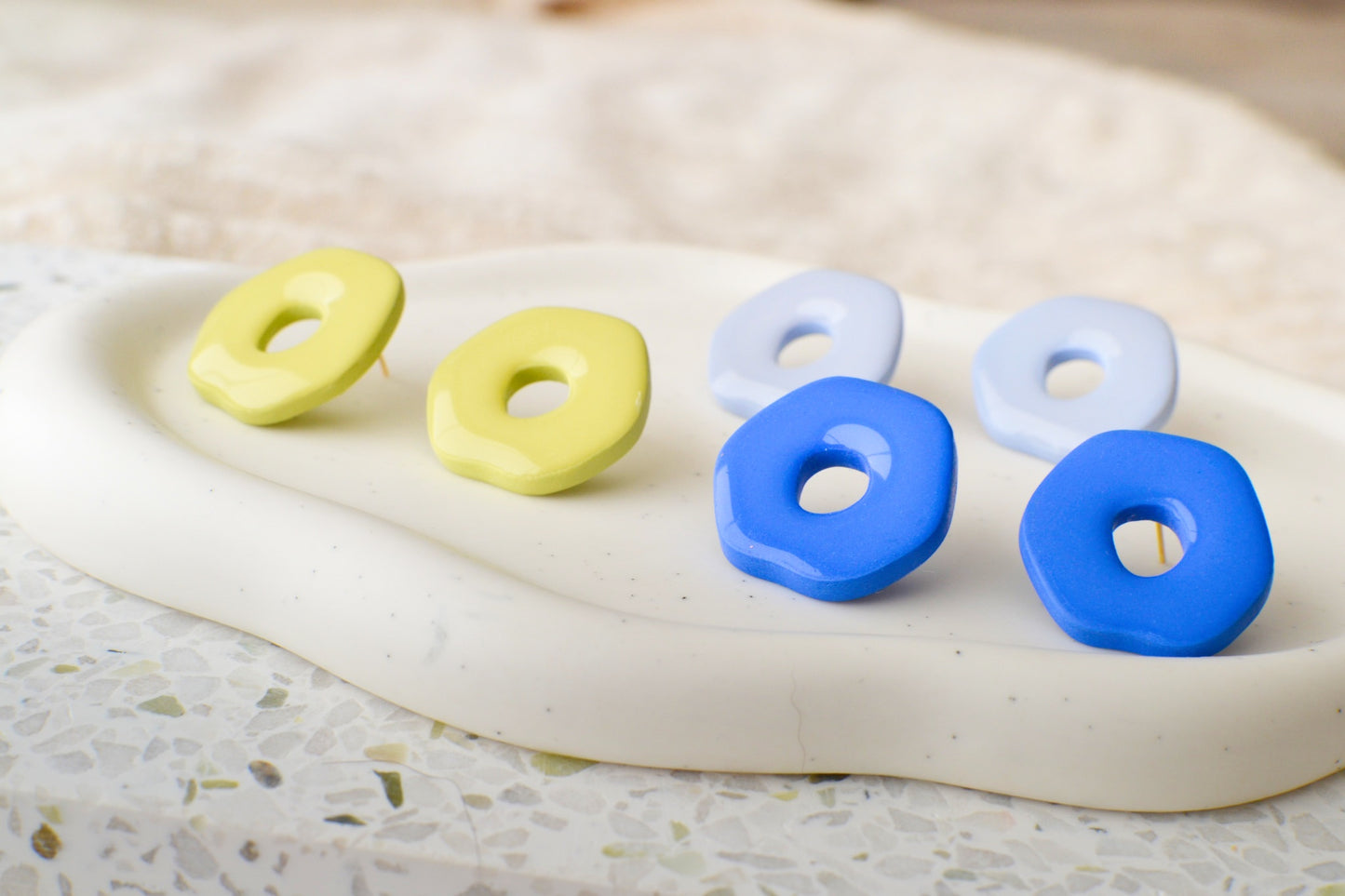 Big Abstract Clay Studs | Bright ass green