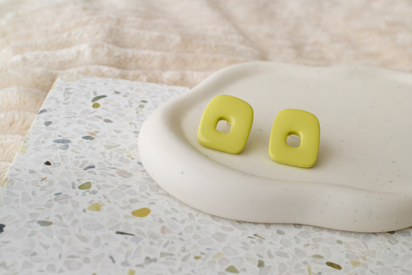 Glossy Cutout Studs | Lime Green