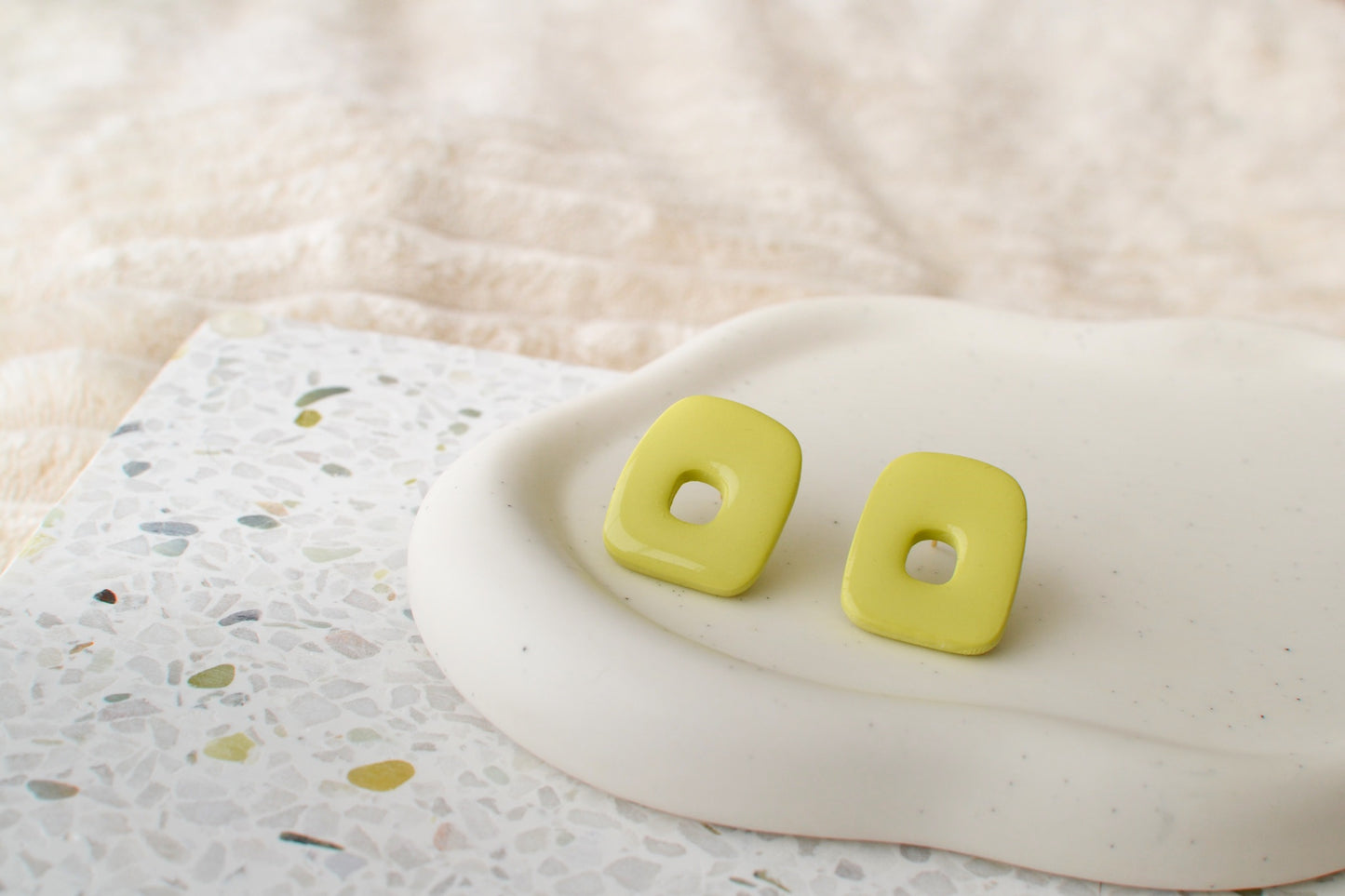 Glossy Cutout Studs | Lime Green