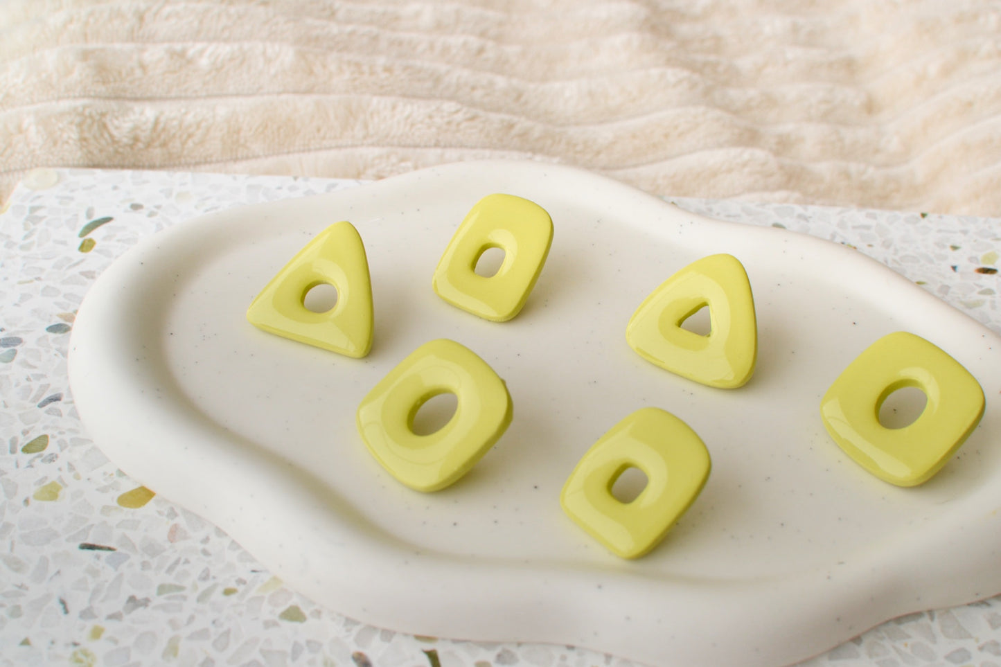 Glossy Cutout Studs | Lime Green