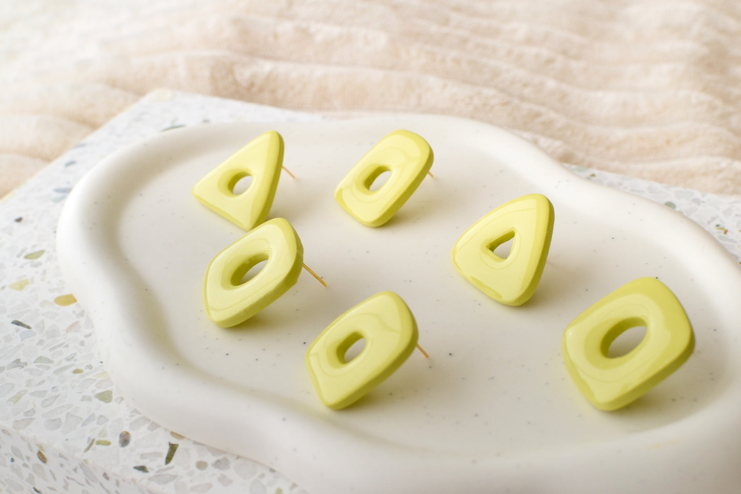 Glossy Cutout Studs | Lime Green