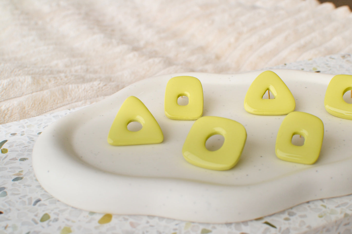 Glossy Cutout Studs | Lime Green
