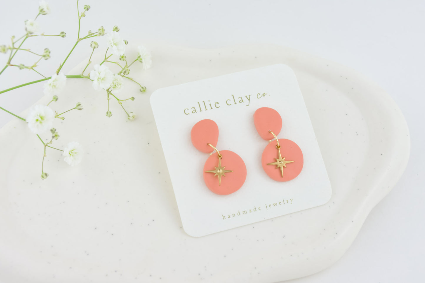 Aura Clay Statement Earrings in Coral