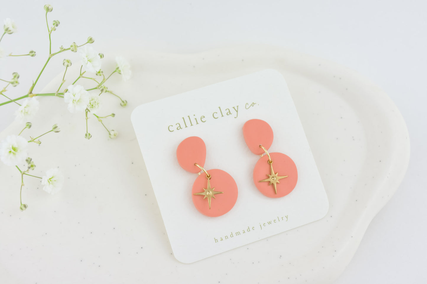 Aura Clay Statement Earrings in Coral