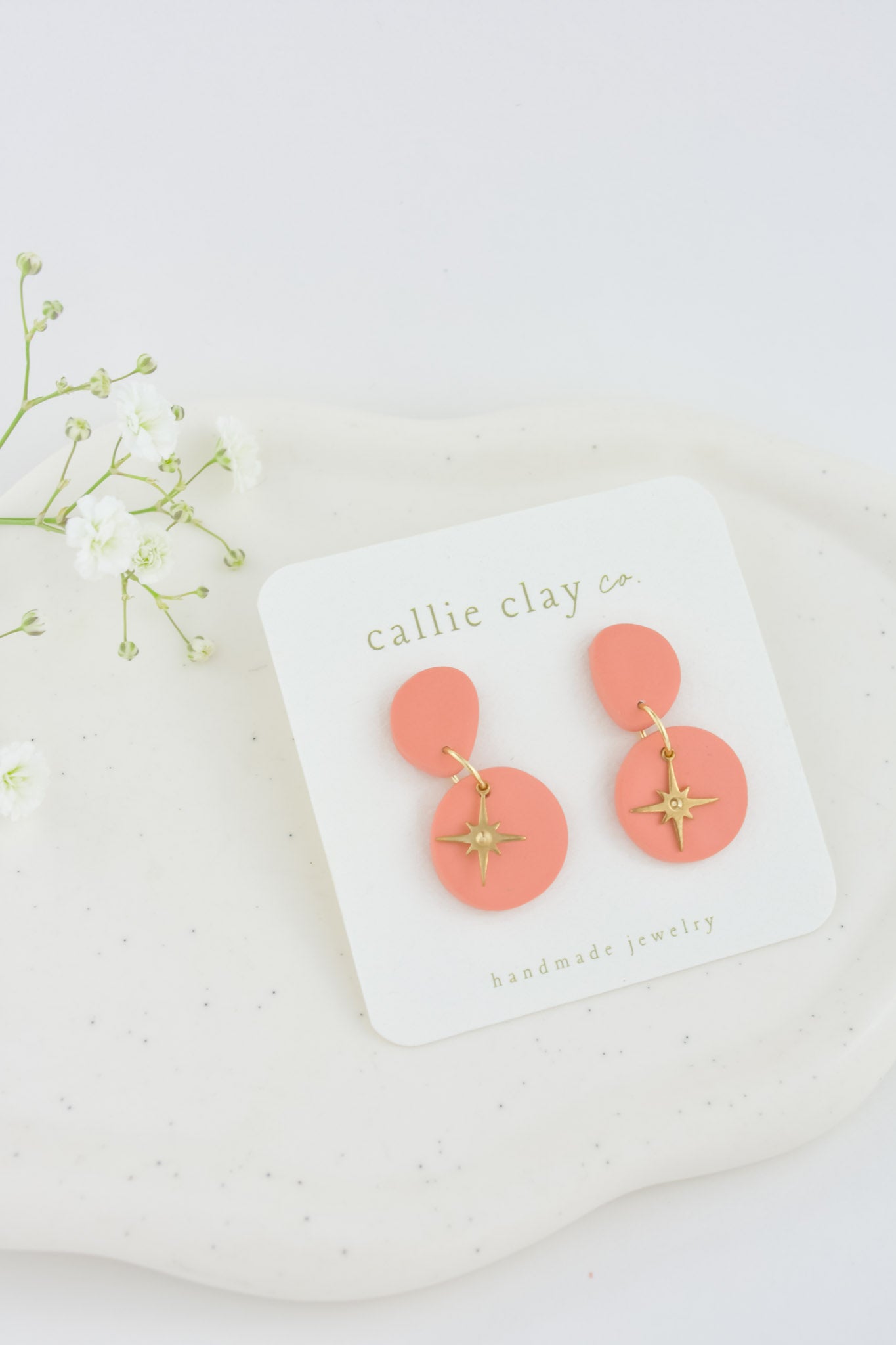 Aura Clay Statement Earrings in Coral