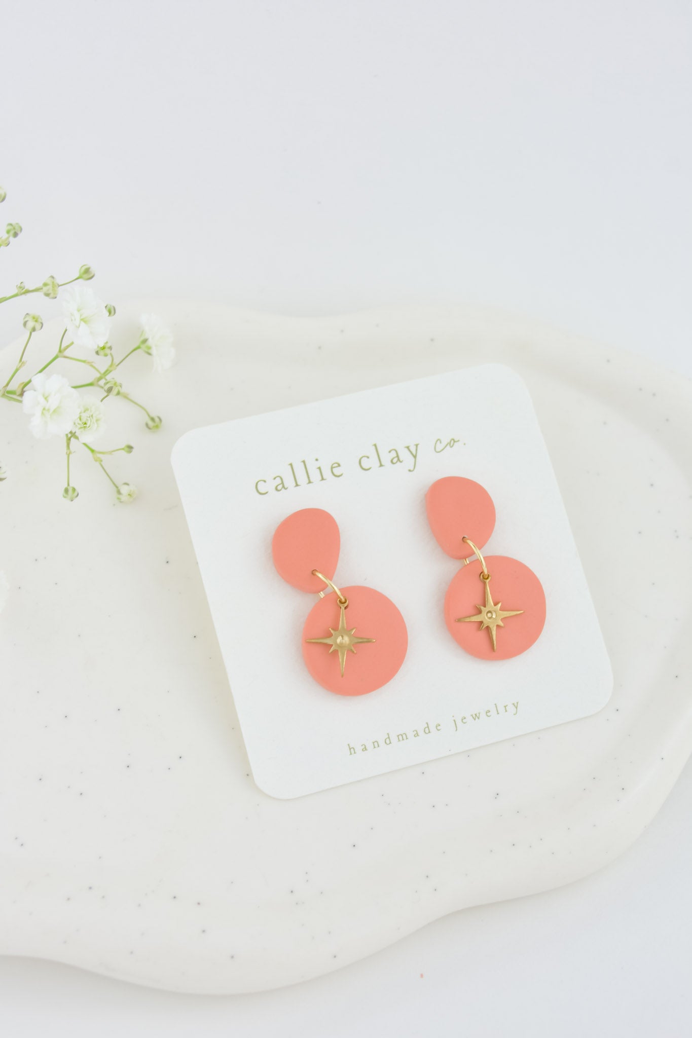 Aura Clay Statement Earrings in Coral