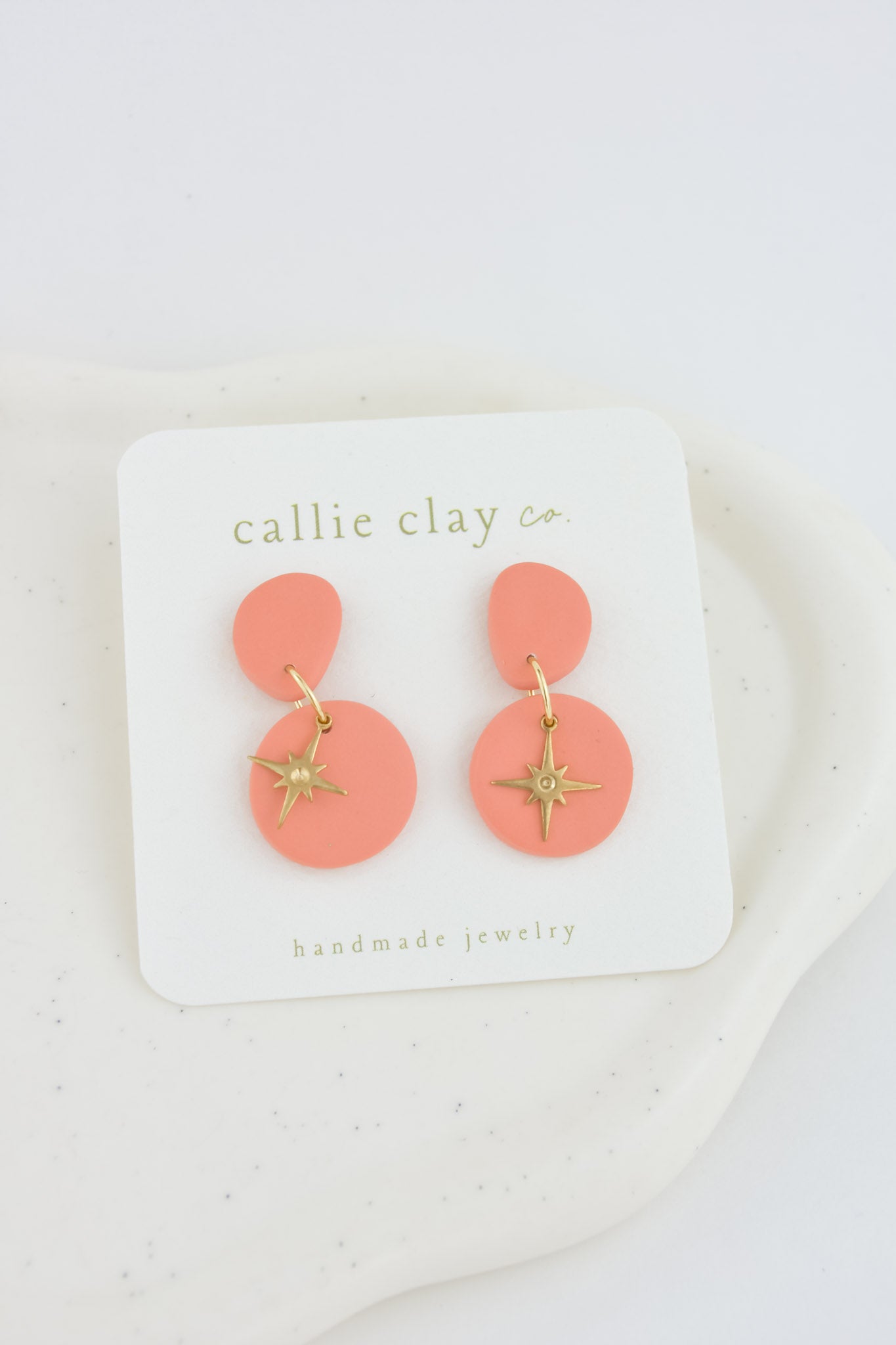 Aura Clay Statement Earrings in Coral
