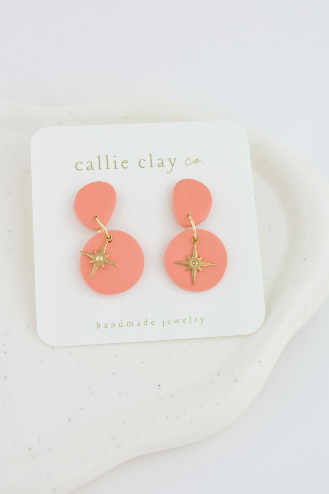 Aura Clay Statement Earrings in Coral