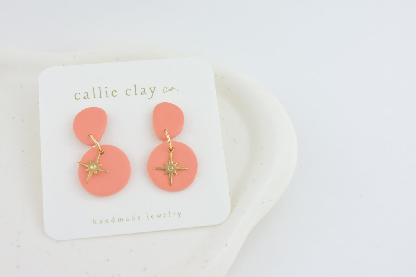 Aura Clay Statement Earrings in Coral