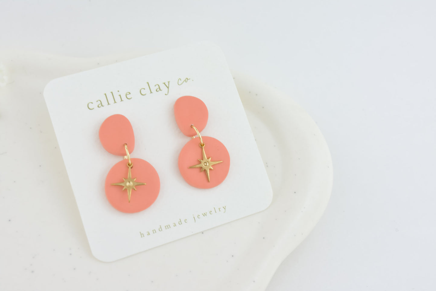 Aura Clay Statement Earrings in Coral