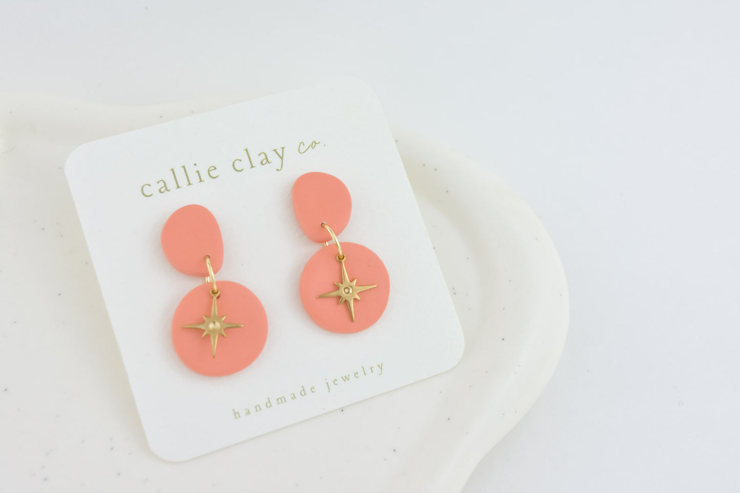 Aura Clay Statement Earrings in Coral