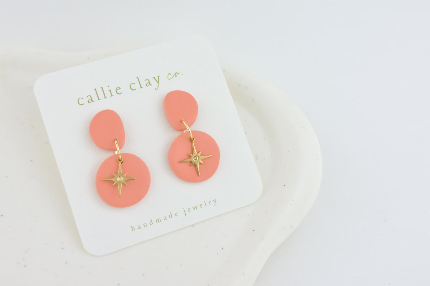 Aura Clay Statement Earrings in Coral