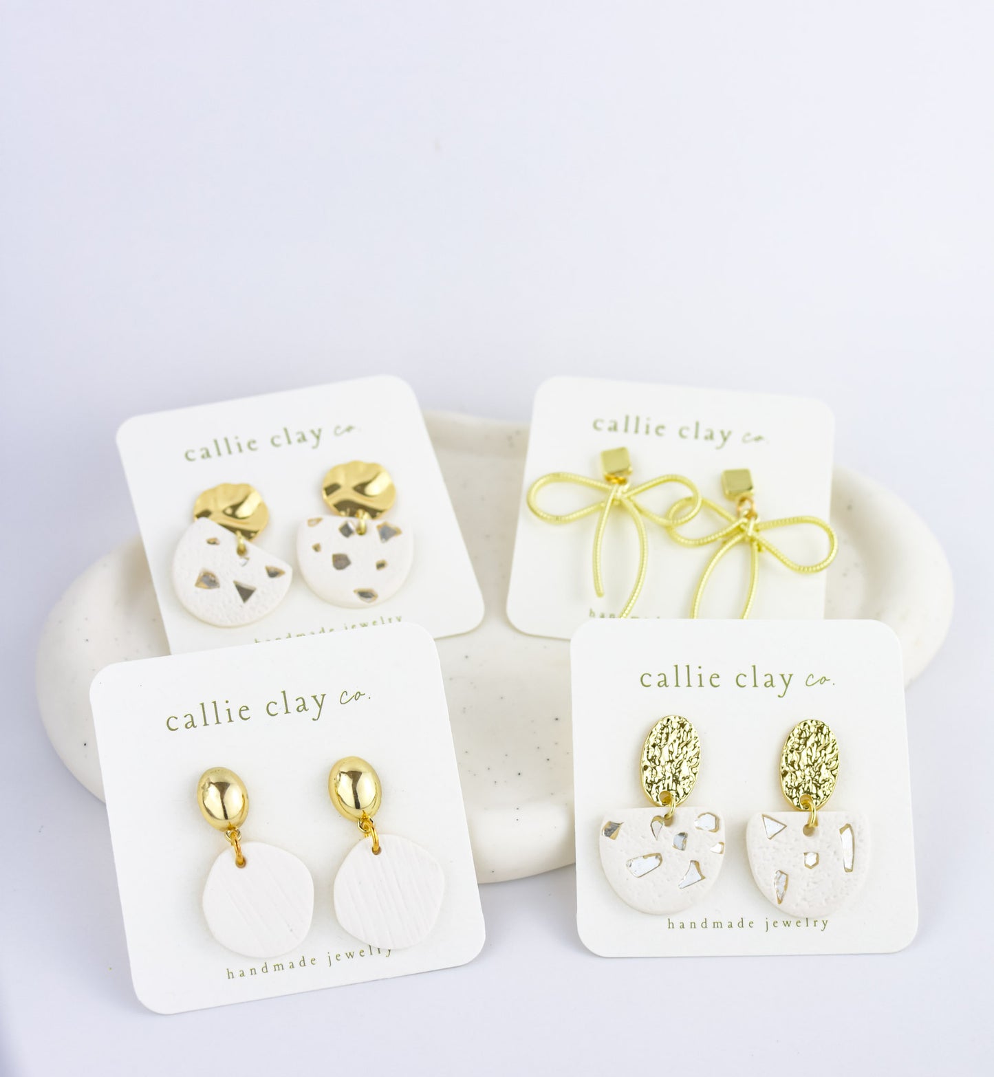 Grace Dangles | Gold & White with Stones