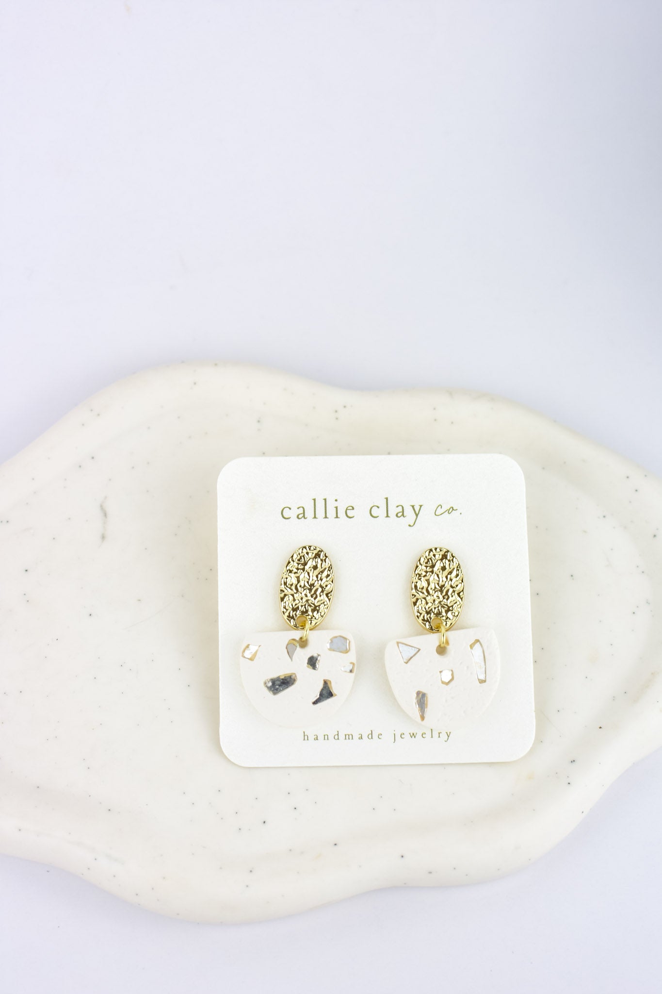 Grace Dangles | Gold & White with Stones