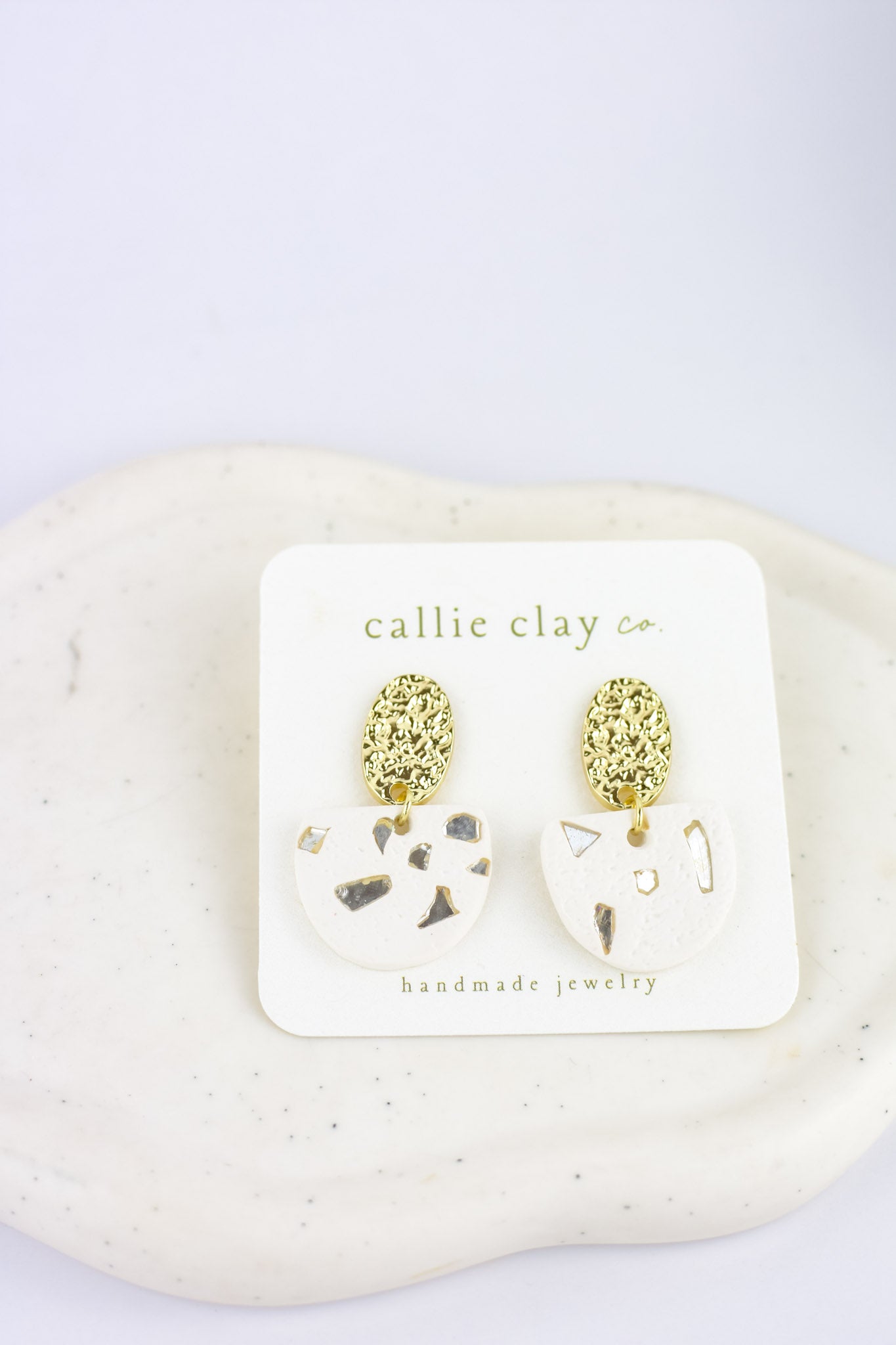 Grace Dangles | Gold & White with Stones