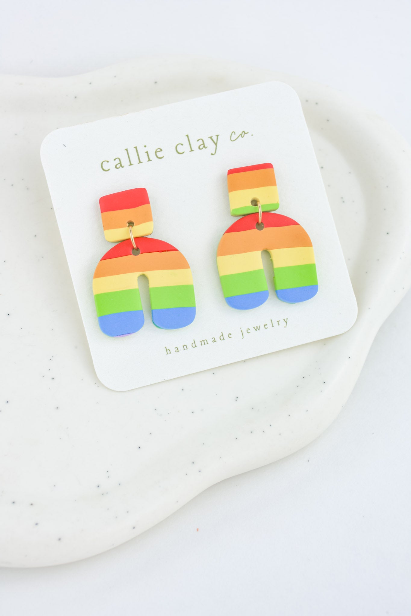 Rainbow Clay Statement Earrings | Arch Earrings