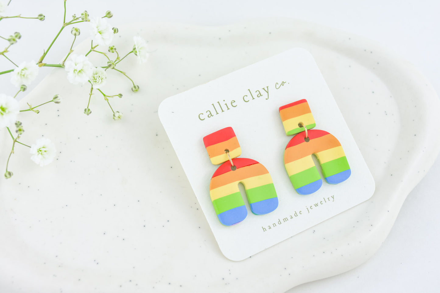Rainbow Clay Statement Earrings | Arch Earrings