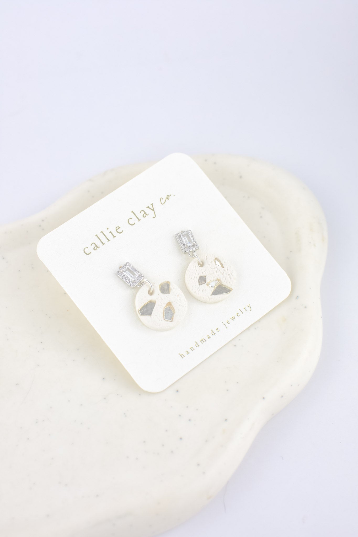 Grace Dangles | Silver & White with Stones