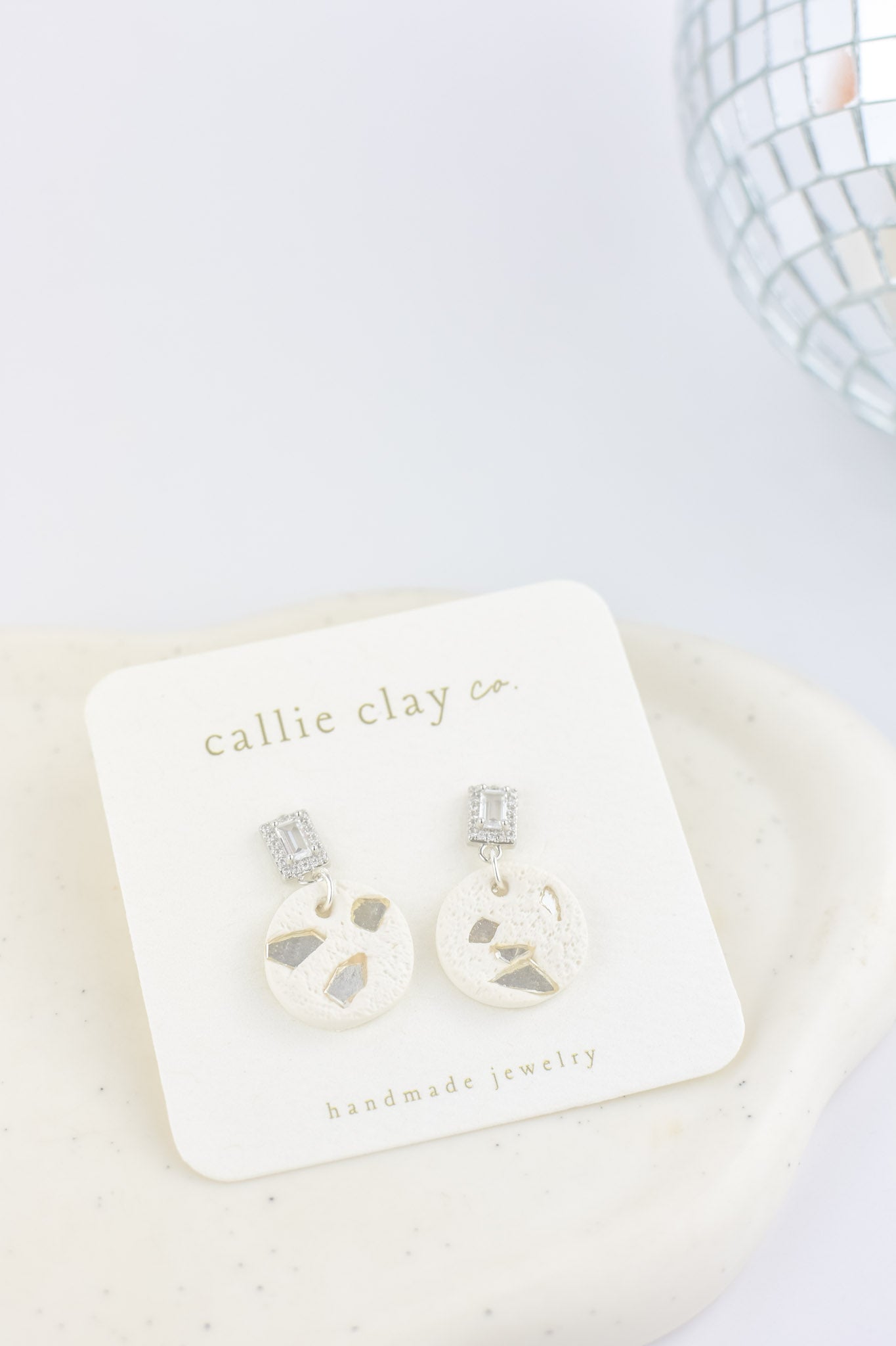 Grace Dangles | Silver & White with Stones