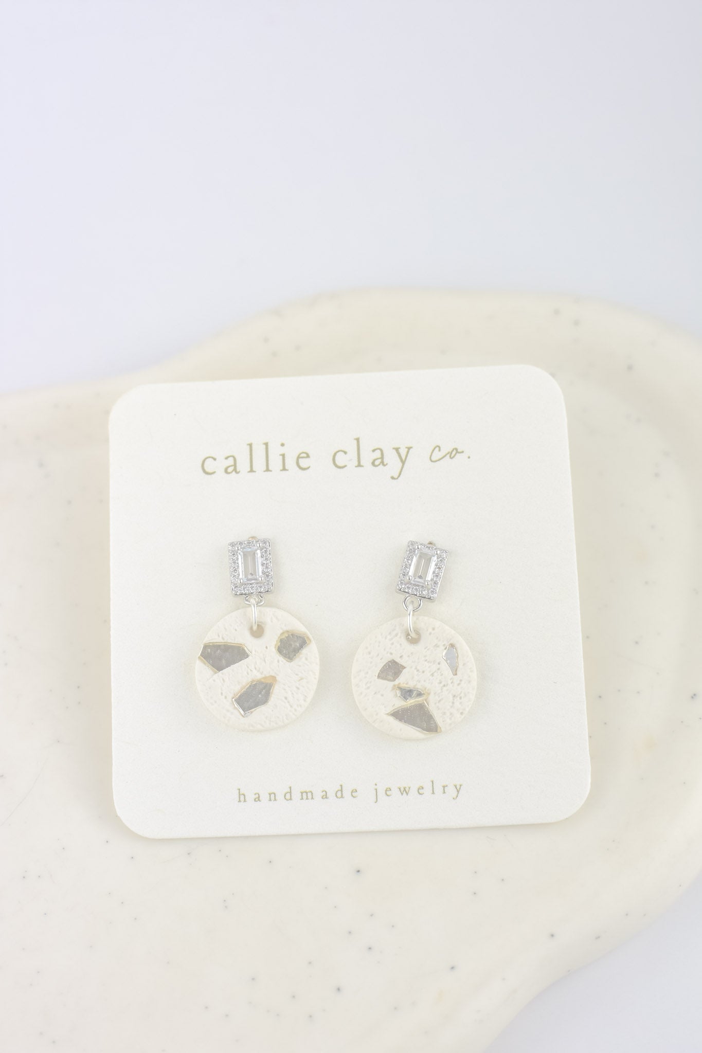 Grace Dangles | Silver & White with Stones