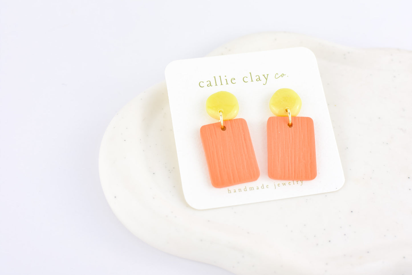 Soleil Dangles | Coral & Green Chartreuse