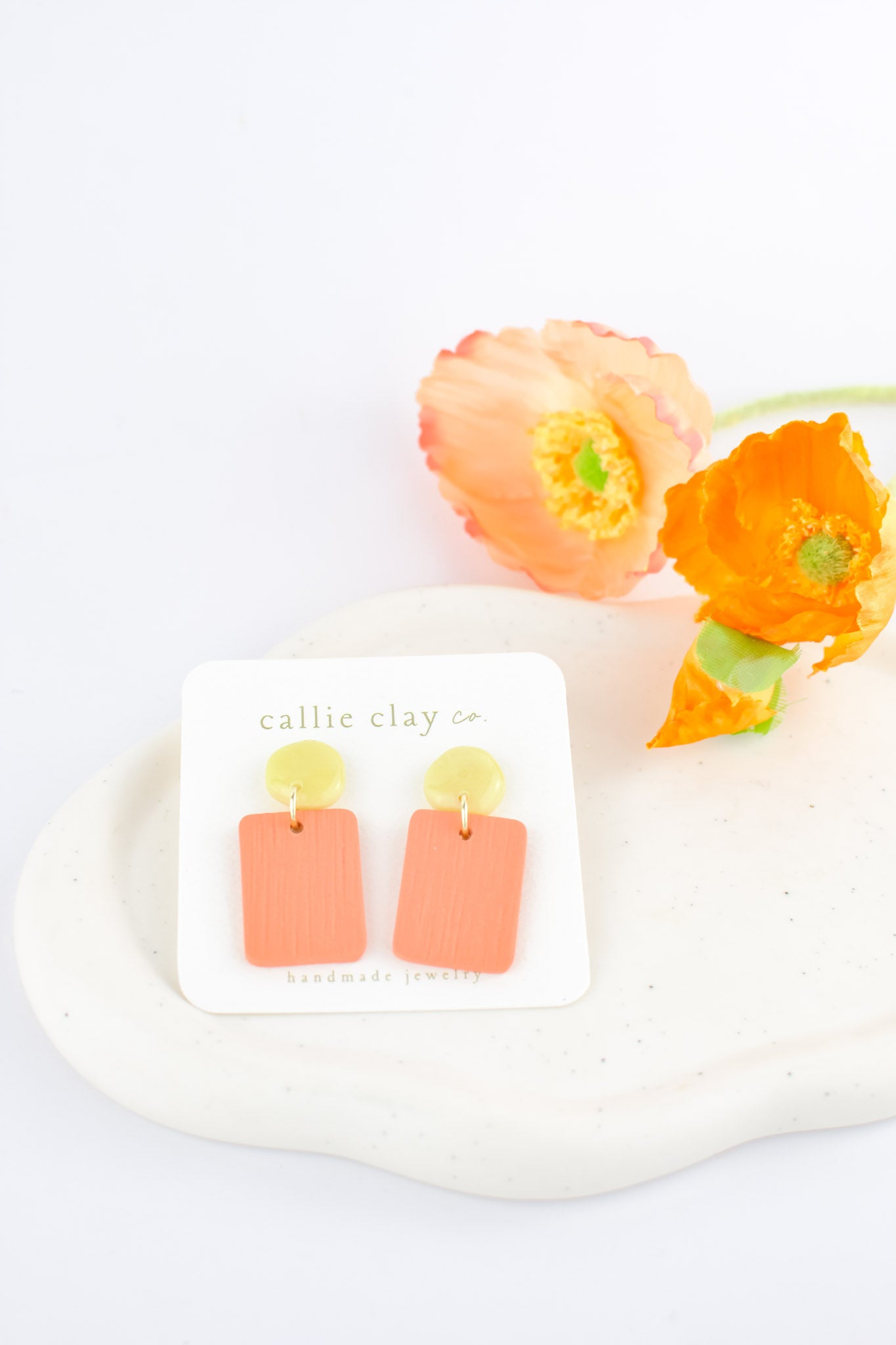 Soleil Dangles | Coral & Green Chartreuse