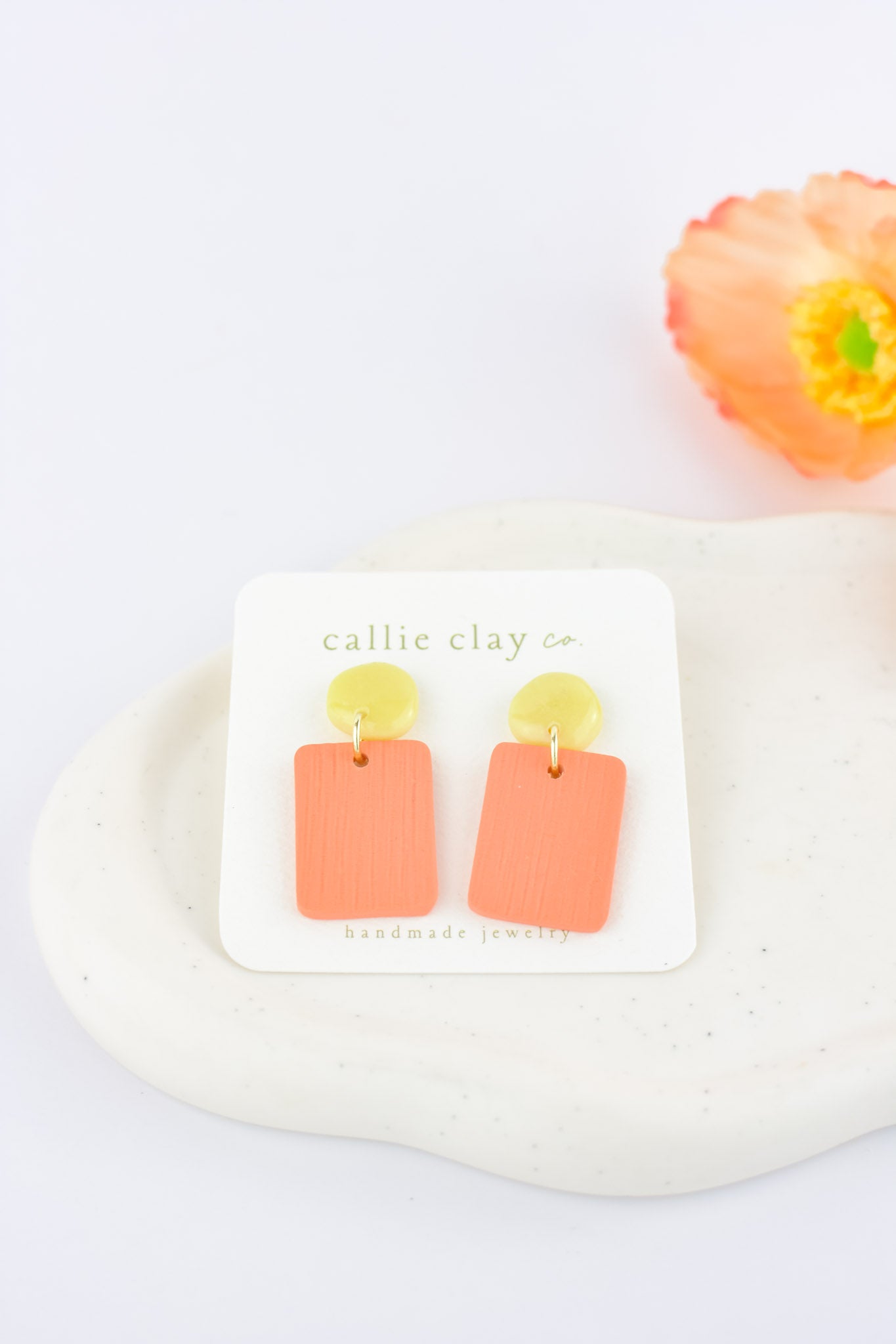 Soleil Dangles | Coral & Green Chartreuse