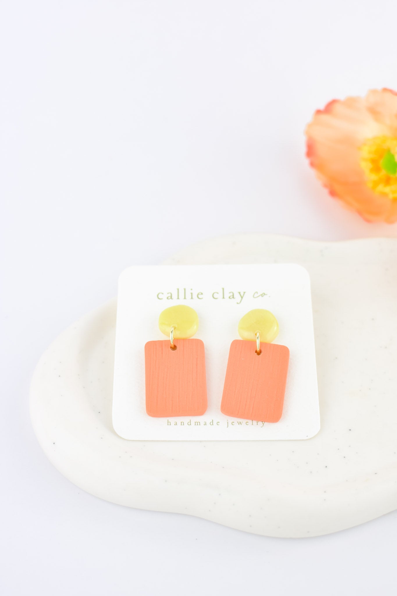 Soleil Dangles | Coral & Green Chartreuse
