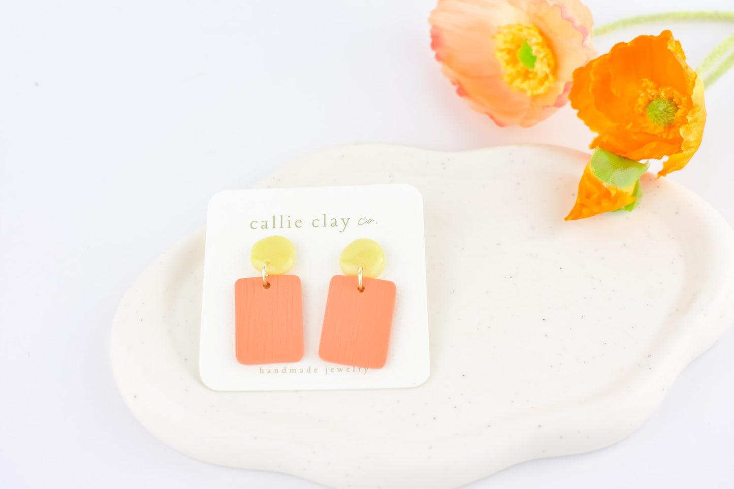 Soleil Dangles | Coral & Green Chartreuse