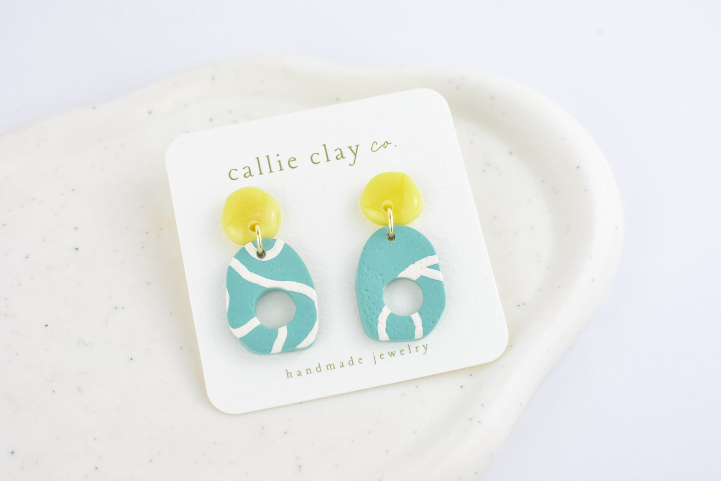 Soleil Dangles | Green Chartreuse & Teal Swirls