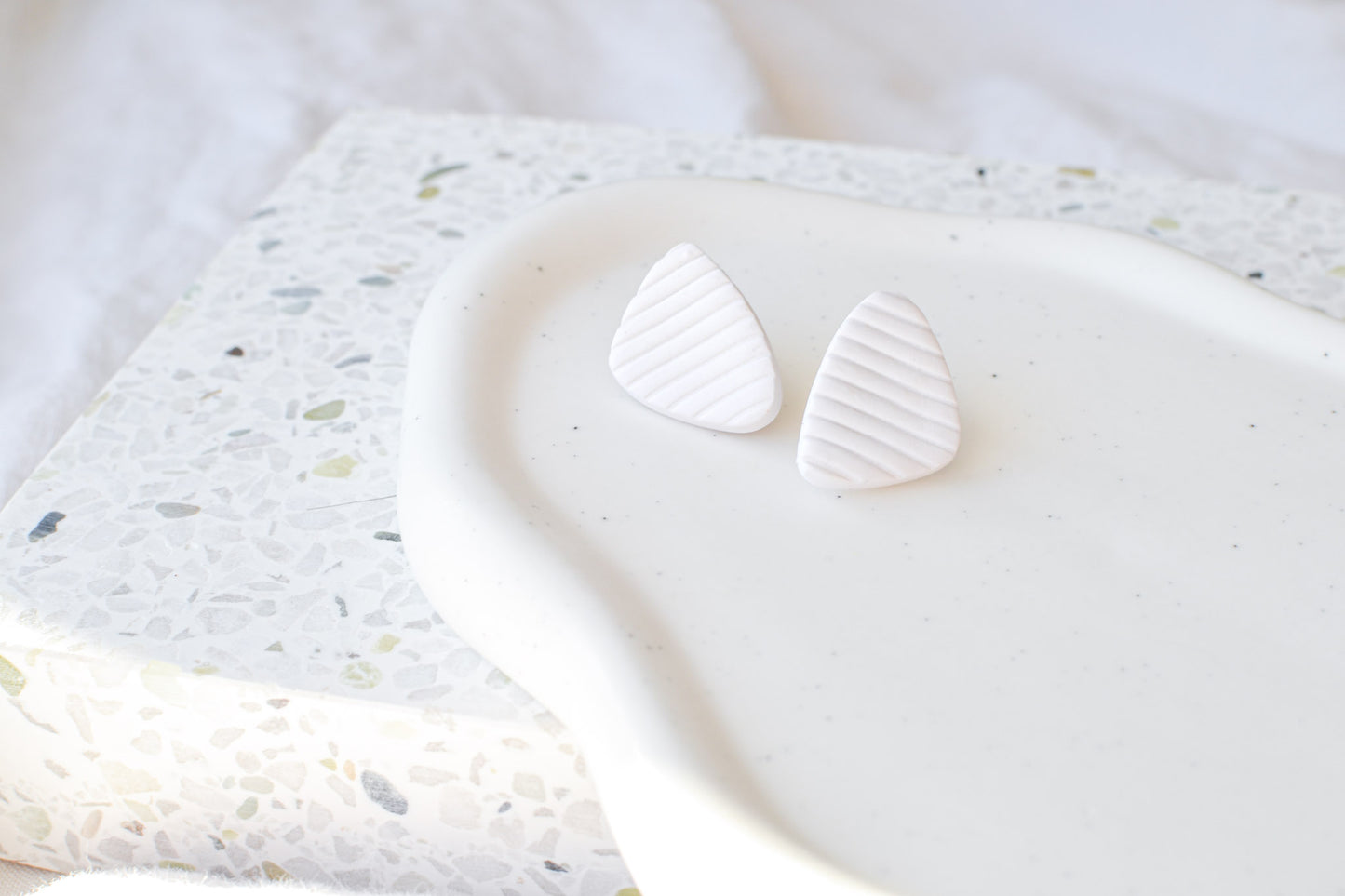 Textured White Studs | Triangular