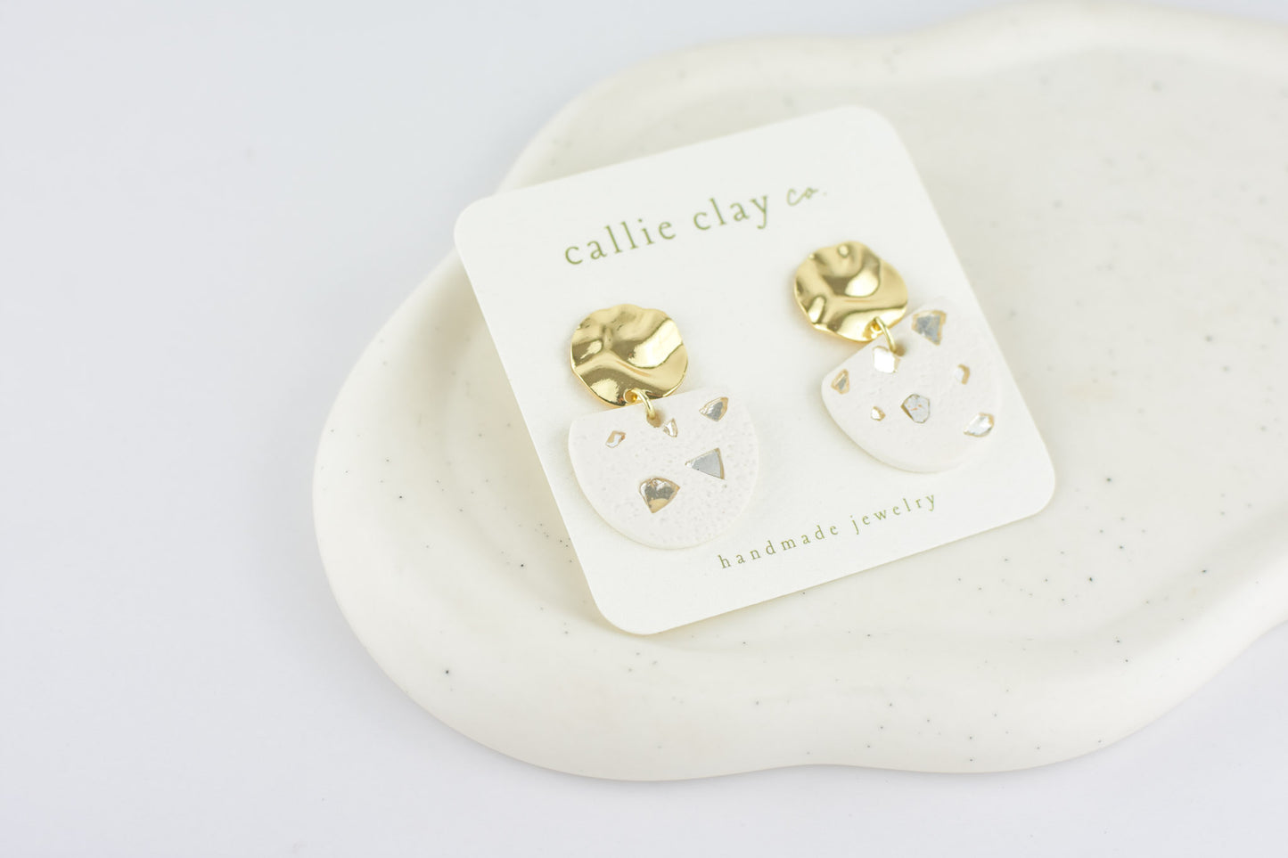 Grace Dangles | White & Gold with Stones