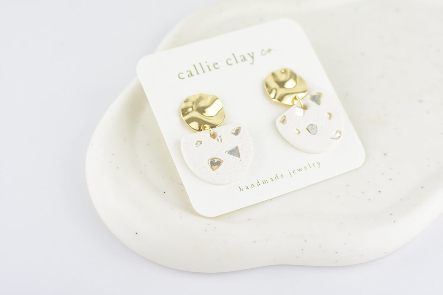Grace Dangles | White & Gold with Stones