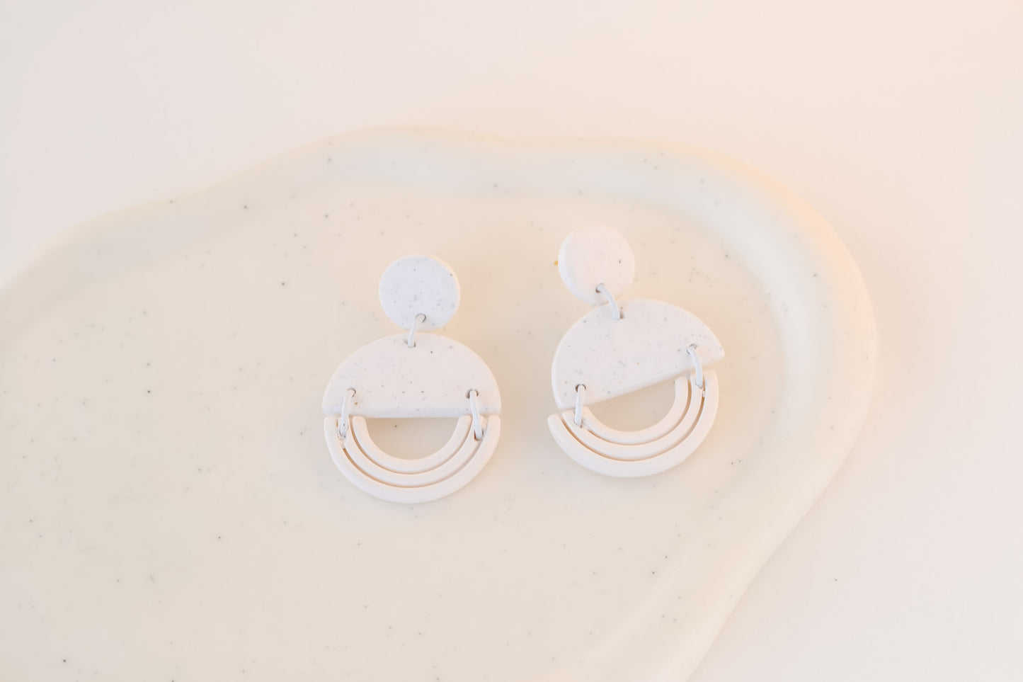 Modern Geometric Dangles | Speckled White