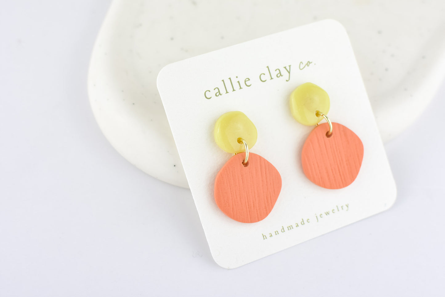 Soleil Dangles | Coral & Green Chartreuse
