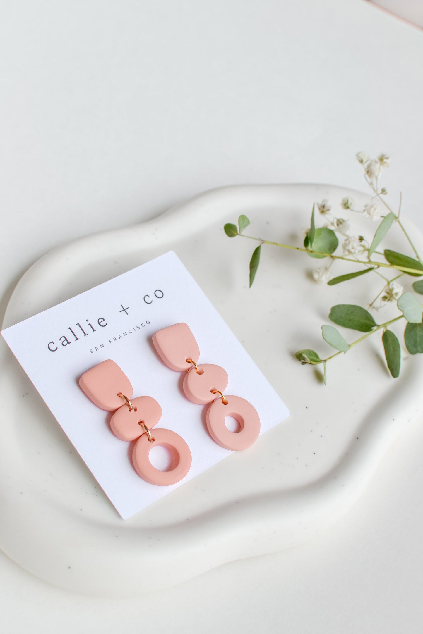 Cleo Clay Statement Earrings in Blush, Hypoallergenic Titanium Posts, Lightweight, Handmade Statement Earrings, Gift For Her