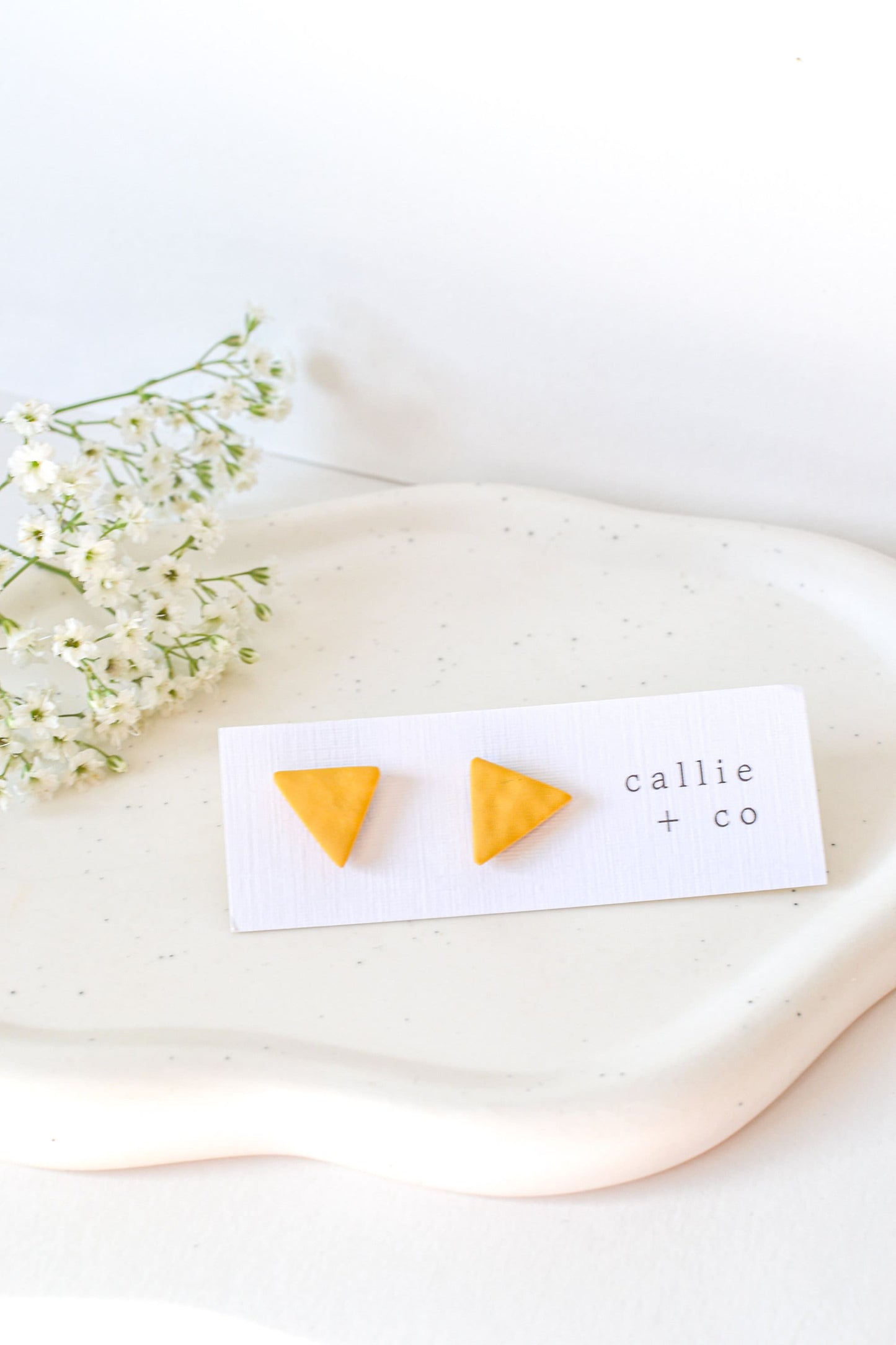Abstract Mini Studs in Mustard, Polymer Clay Earrings, Hypoallergenic Titanium Posts, Lightweight, Handmade, Modern