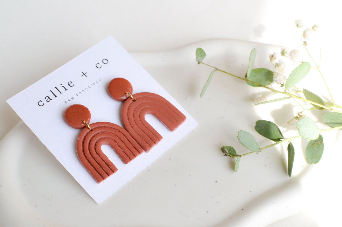 Ailey Arches, Clay Earrings in Terracotta, Modern Earrings, Hypoallergenic Titanium Posts, Lightweight, Handmade Statement Earrings