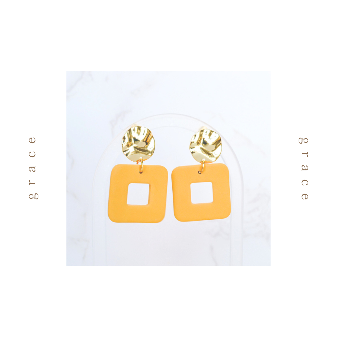 Grace Gold Statement Earrings | mustard yellow