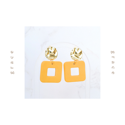 Grace Gold Statement Earrings | mustard yellow